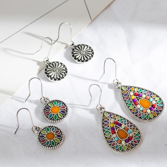 Varios Jewelry - 3Pairs/Set SVintage Bohemian Boho Drop Earrings
